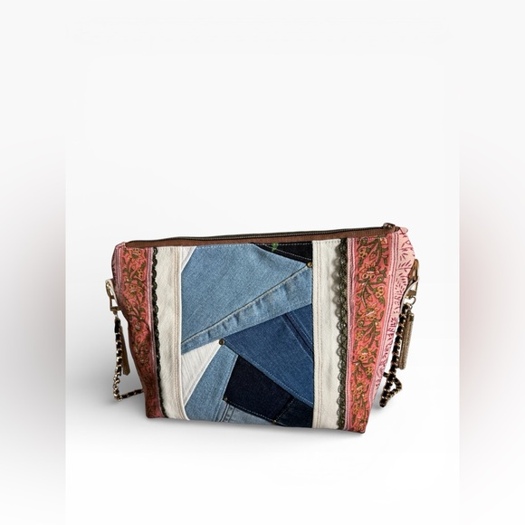 Boho Patchwork Crossbody Bag | Denim and Floral | Chain &...